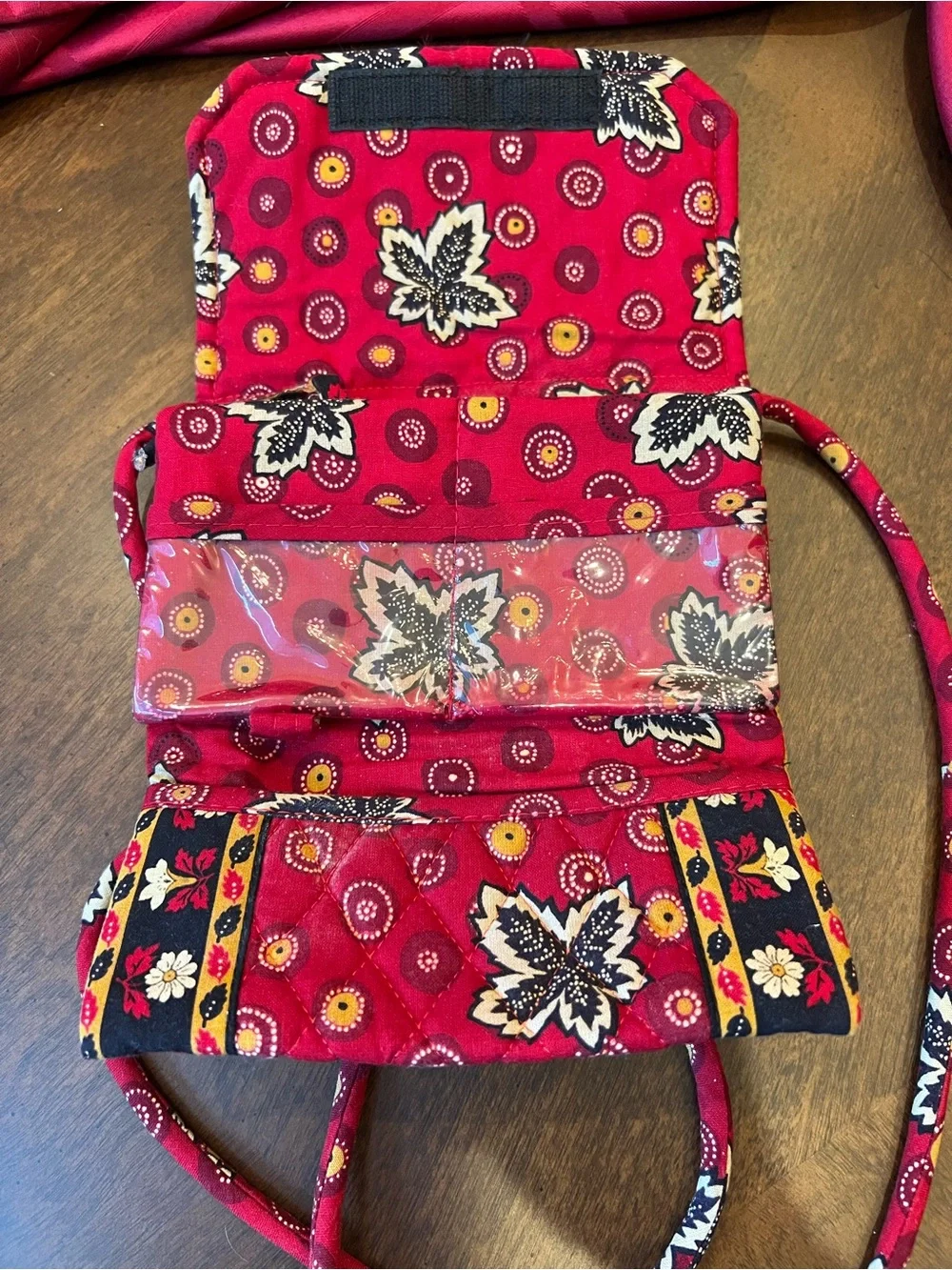 Vera Bradley Red Quilted Floral Crossbody Wallet
